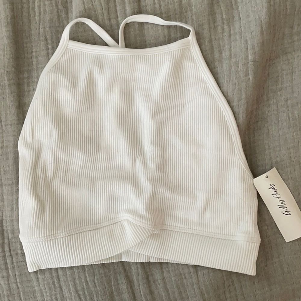 Gilly hicks white sports bra/exercise top. Size small new with tags